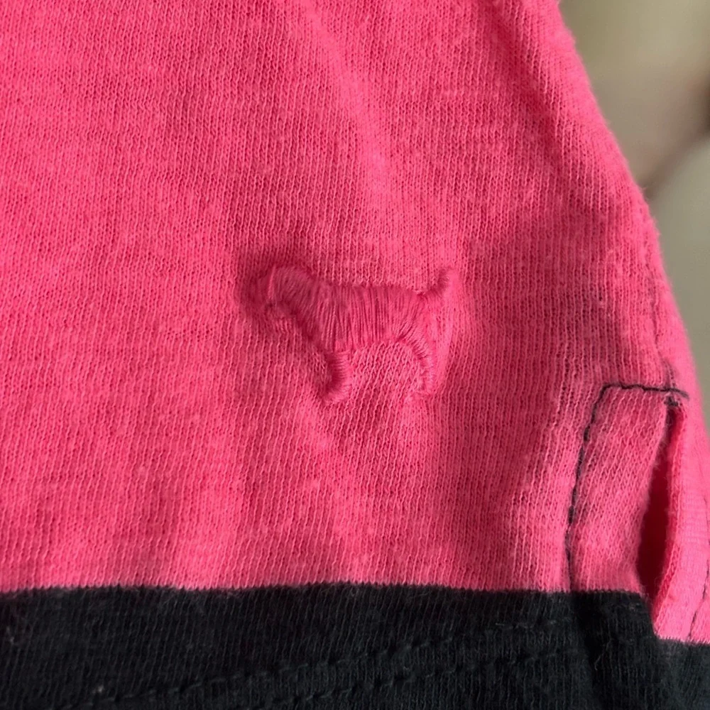 PINK Victoria's Secret Pink and Black Striped Short Sleeve Tee - Picture 5 of 5
